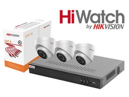 Комплект с установкой на 3 ip камеры видеонаблюдения HiWatch