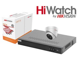Комплект с установкой на 1 ip камеру видеонаблюдения HiWatch