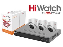 Комплект оборудования на 3 ip камеры HiWatch